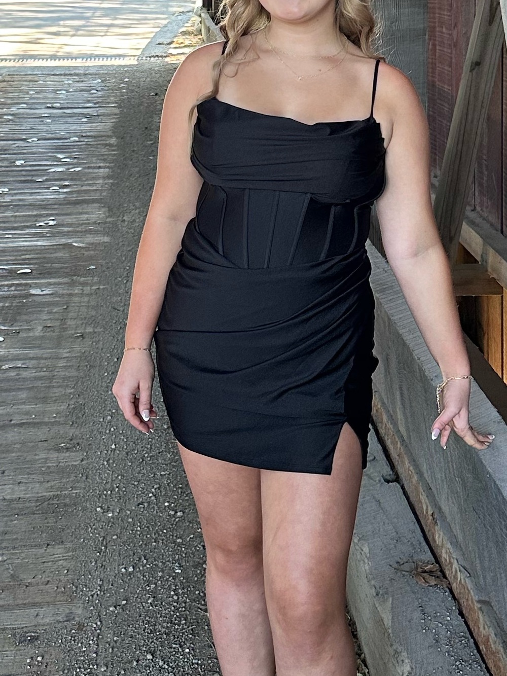 Windsor Black Spaghetti-Strap Mini Dress